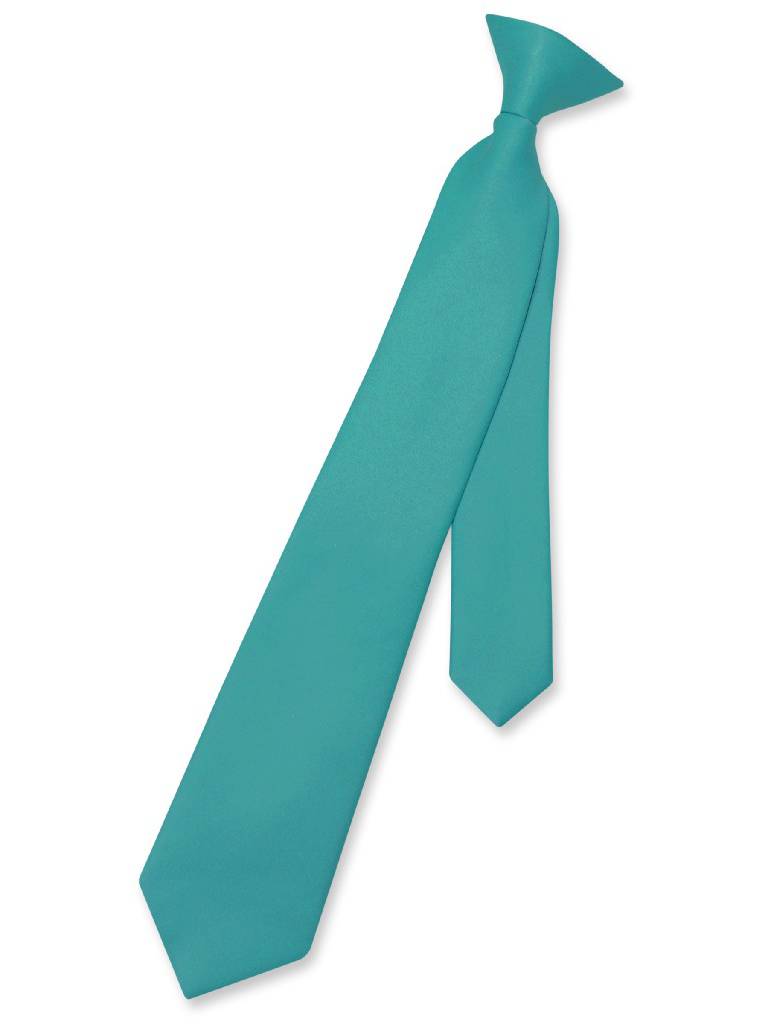 Vesuvio Napoli Boy's CLIPON NeckTie Solid TEAL BLUE Color Youth Neck