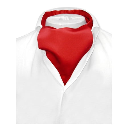 Vesuvio Napoli ASCOT Solid RED Color Cravat Mens Neck Tie