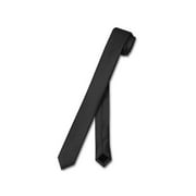 Vesuvio Napoli Narrow NeckTie Extra Skinny BLACK Color Men's Thin 1.5" Neck Tie