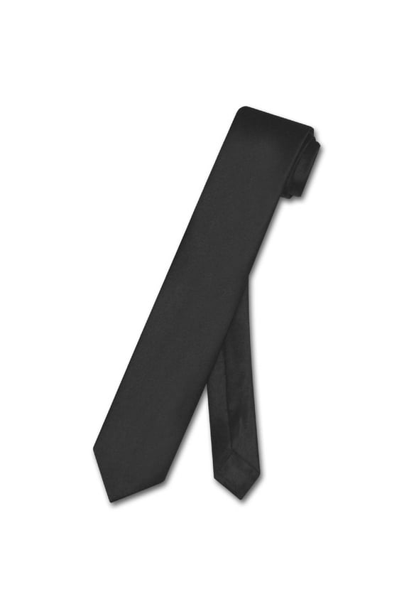 Narrow NeckTie Skinny BLACK Color Men's Thin 2.5" Neck Tie