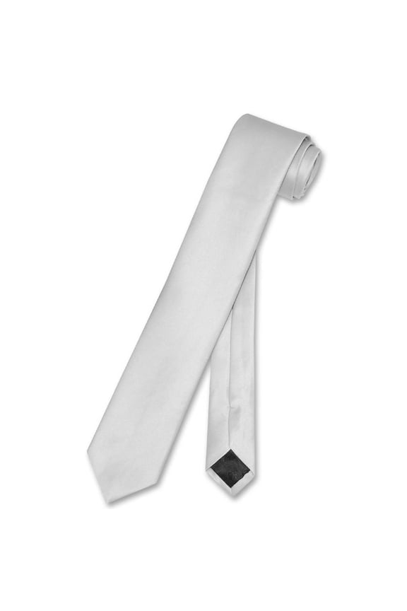 Narrow NeckTie Skinny SILVER GREY Color Men's Thin 2.5" Neck Tie