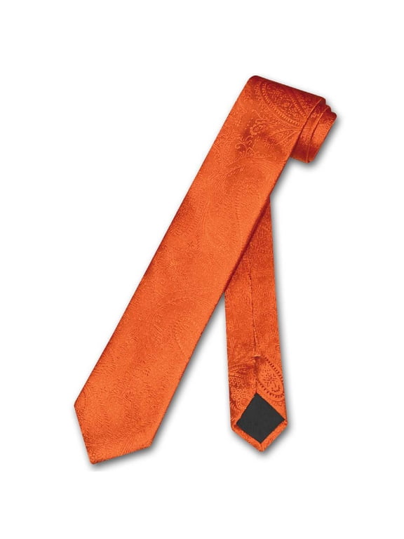 Narrow NeckTie Solid BURNT ORANGE Paisley 2.5" Skinny Neck Tie