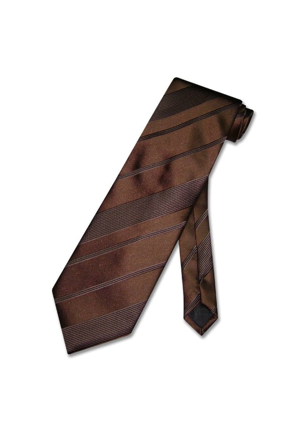 NeckTie Dark Brown Woven Striped Design Men's Neck Tie