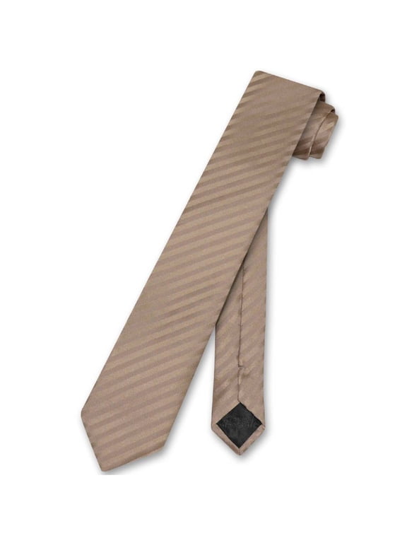 NeckTie MOCHA Light BROWN Vertical Stripes SKINNY 2.5" Neck Tie