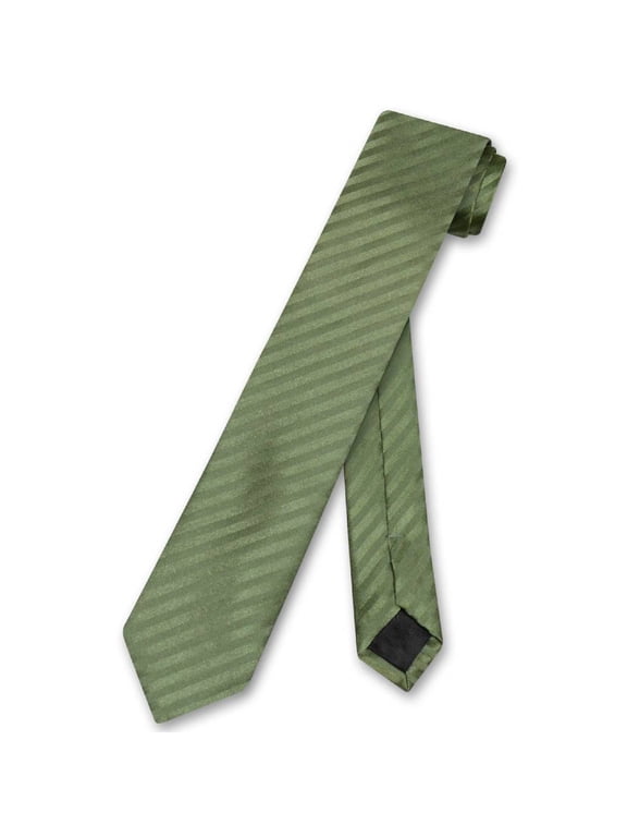 NeckTie OLIVE GREEN Vertical Stripes SKINNY 2.5" Men's Neck Tie