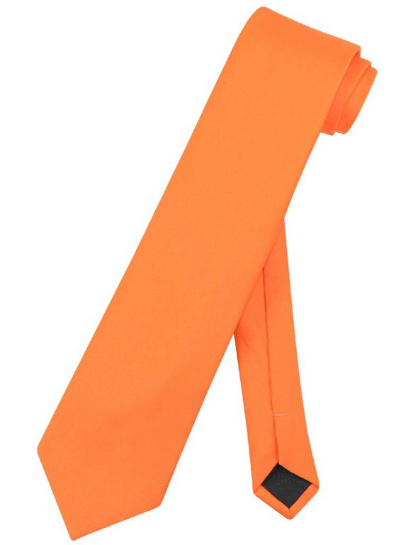 NeckTie Solid EXTRA LONG ORANGE Color Men's XL Neck Tie