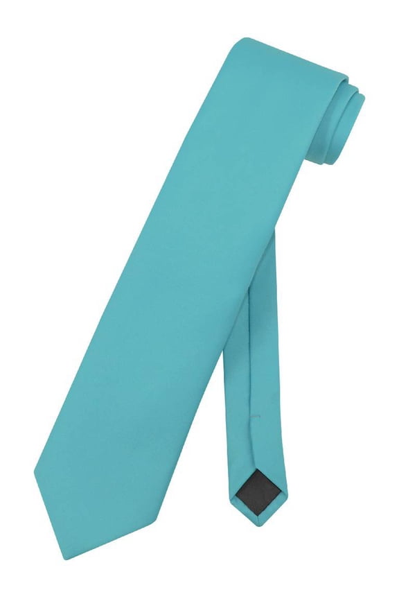 NeckTie Solid EXTRA LONG TURQUOISE AQUA BLUE Color Men's Neck Tie