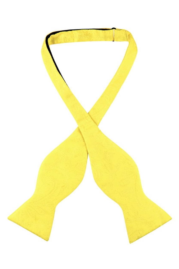 SELF TIE Bow Tie YELLOW Color PAISLEY Design Men's BowTie