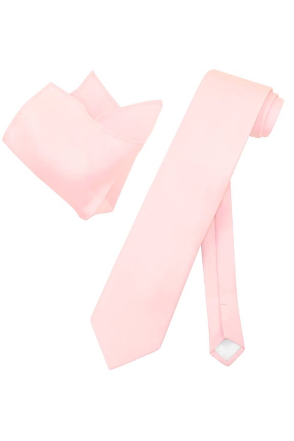 Solid EXTRA LONG PINK NeckTie Handkerchief Mens Neck Tie Set