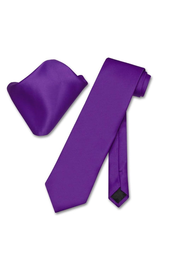Solid PURPLE INDIGO Color NeckTie Handkerchief Men's Neck Tie Set