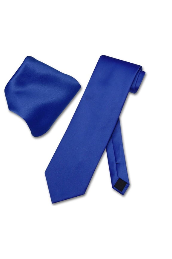 Solid ROYAL BLUE Color NeckTie & Handkerchief Men's Neck Tie Set