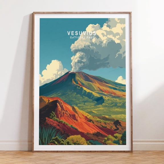 Vesuvius Italy Historic Volcano Nature Wall Art, Unframed Canvas Size 12x18