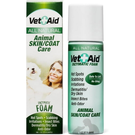 Vet Aid All Natural Sea Salt Wound Care Enzymatic Foam for Animal Skin Coat Care 2oz