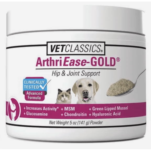 Vet Classics ArthriEase-Gold Hip and Joint Support Powder for Dogs and Cats, 5oz