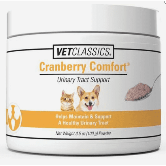 Vet Classics Cranberry Comfort Urinary Tract Support Powder for Dogs and Cats, 3.5oz