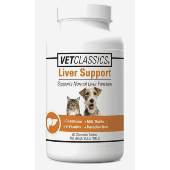 Vet Classics Liver Support Chewable Tablets Dog & Cat Supplement, 60 count