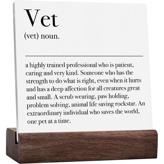 Vet Definition Decorative Motivational Vet Tech Gifts Rustic Office Desk Decorations Inspirational Home Shelf Table Cubicle Decor Veterinary Vet Tech Week Gifts Ceramic Plaque With Wooden Stand