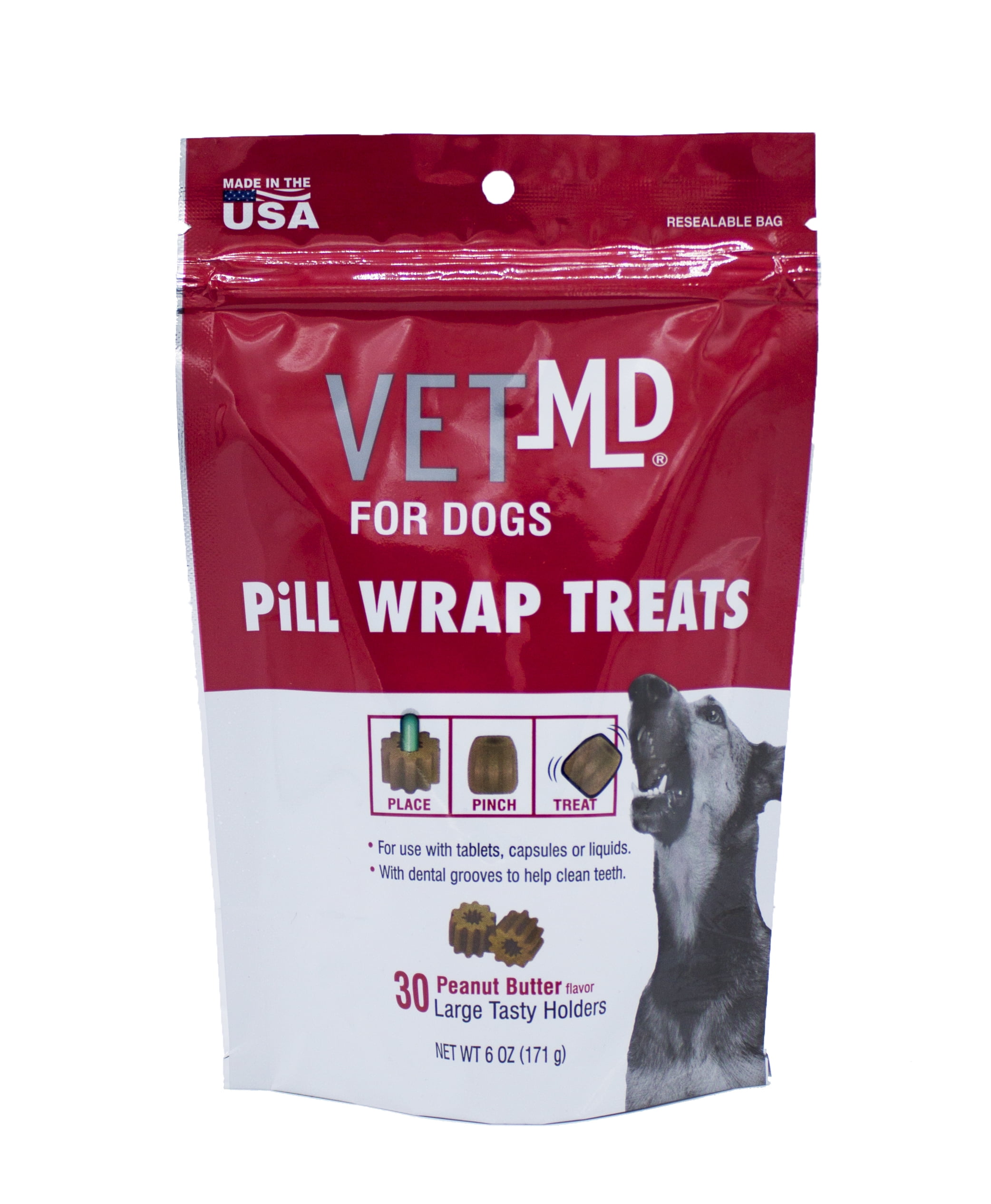 Vet MD Large Pill Hider Dry Dog Vitamin Treats, Peanut Butter Flavor
