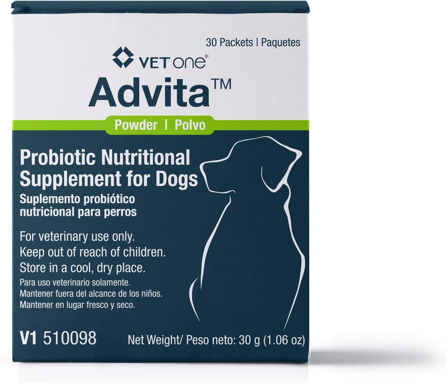 VetOne: Advita Probiotic Powder for Dogs, a Daily Nutritional Supplement to Maintain Immune System, Appetite, & Digestion in 30, 1g Packets 6-Pack