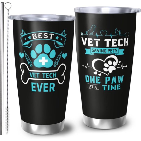 Vet Tech Gift for Women Men, Best Vet Tech Gifts Coffee Mugs, Veterinary Technician Week Gift Travel Mug, 20oz Coffee Tumbler, Gifts for Veterinary Technician Travel Mugs