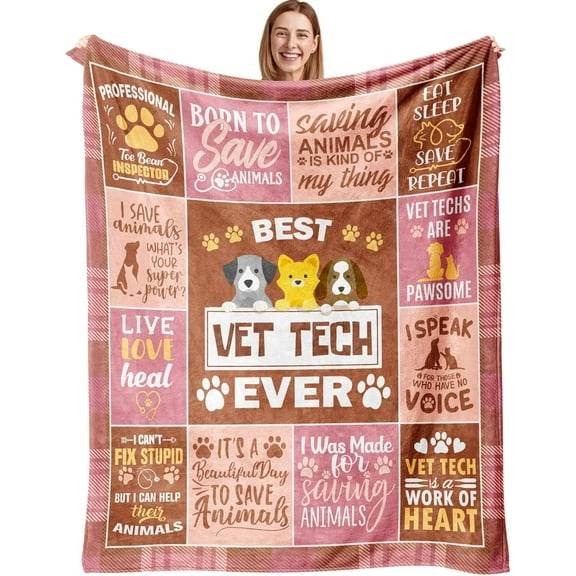 Vet Tech Gifts Blanket 60"X50", Vet Tech Week Gifts, Veterinary Technician Gift, Vet Tech Gifts for Women, National Veterinary Technician Week Gifts, Gifts for Vet Tech Appreciation Supplies Ideas
