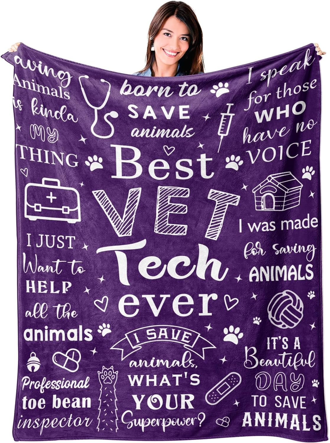 Vet Tech Gifts, Vet Tech Week Gifts Bulk, Veterinary Gifts for Women, Vet Tech Appreciation Gifts, Veterinary Technician Gift, Christmas Birthday Gifts for Veterinary Throw Blanket 50"x60"