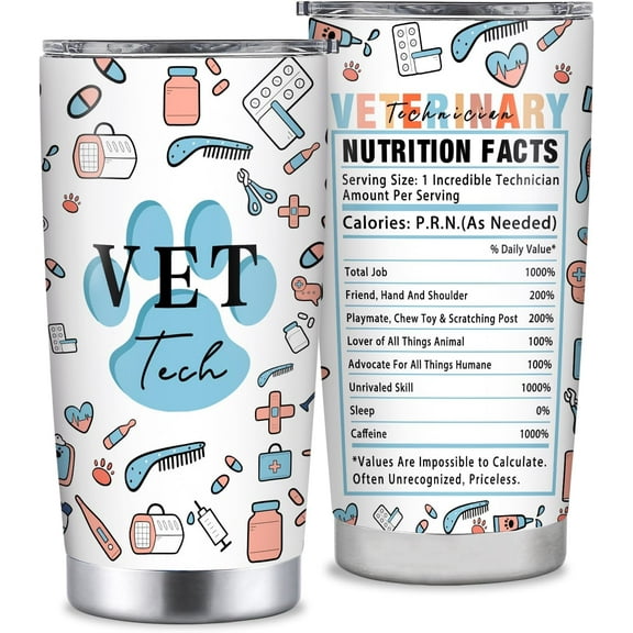 Vet Tech Gifts for Women Men, Appreciation Gifts for Veterinary Technician, Veterinary Technician Gift For Graduation, Vet Tech 20oz Insulated Stainless Steel Tumbler With Lid
