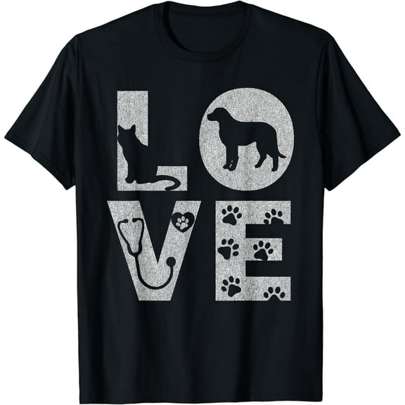 Vet Tech Love Animals Veterinarian Tech Distressed T-Shirt T-Shirt