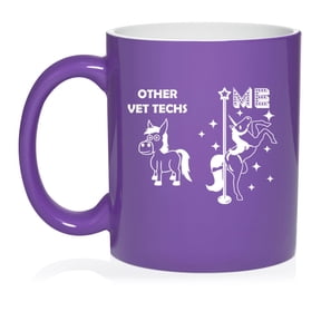 Vet Tech Superstar Unicorn Funny Ceramic Coffee Mug Tea Cup Gift (11oz Purple)