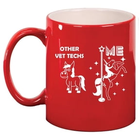 Vet Tech Superstar Unicorn Funny Ceramic Coffee Mug Tea Cup Gift (11oz Red)