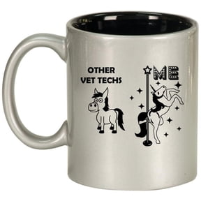 Vet Tech Superstar Unicorn Funny Ceramic Coffee Mug Tea Cup Gift (11oz Silver)