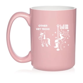 Vet Tech Superstar Unicorn Funny Ceramic Coffee Mug Tea Cup Gift (15oz Light Pink)