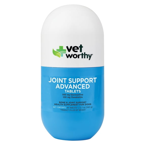 Vet Worthy Advanced Dog Joint and Hip Supplement - Glucosamine Chondroitin for Dogs with MSM - Support Mildly Stiff Joints for Better Mobility and Flexibility - Liver-flavored Tablets (90 ct)