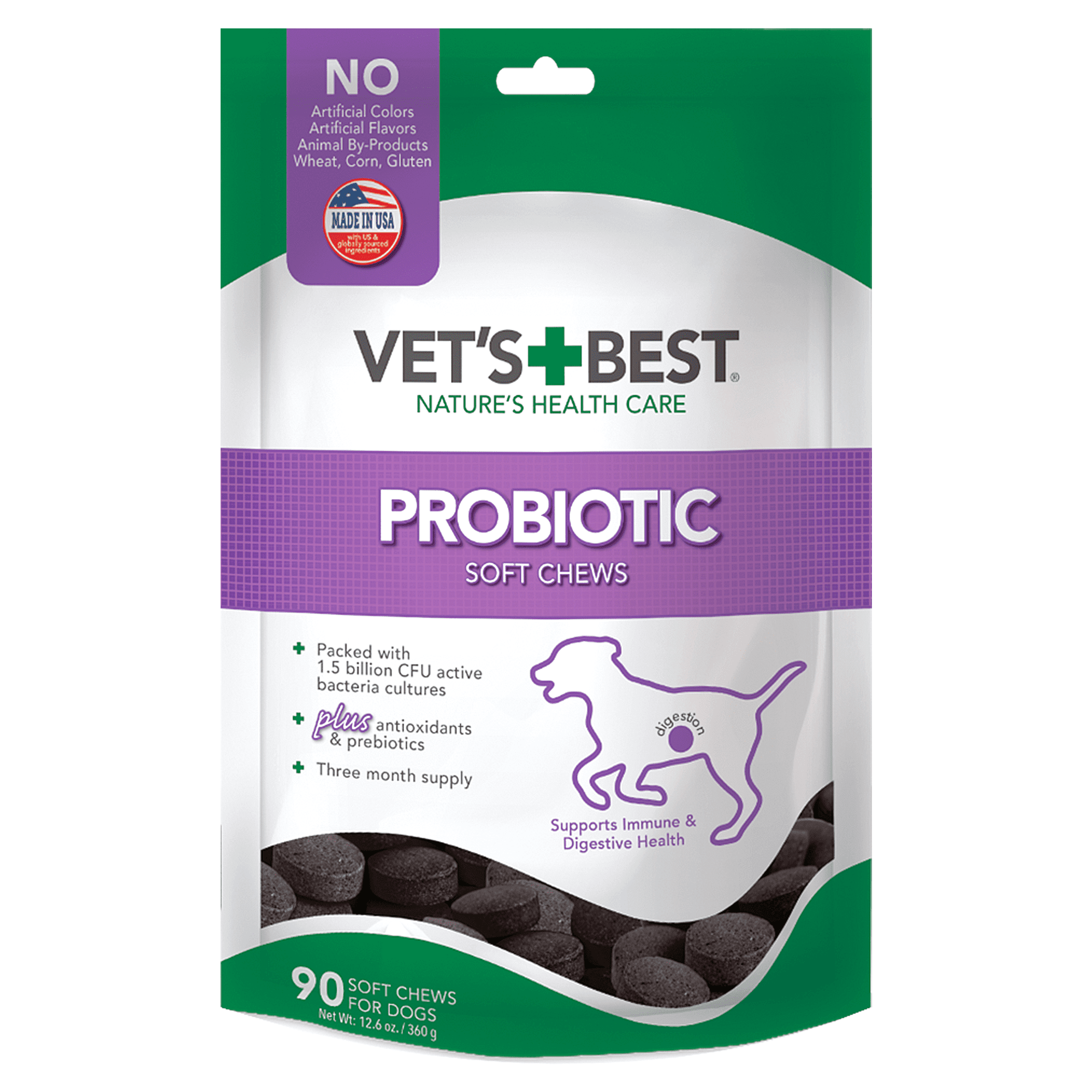 Vet's Best Digestive Health Probiotic Supplement Soft Chews for Dogs 4.