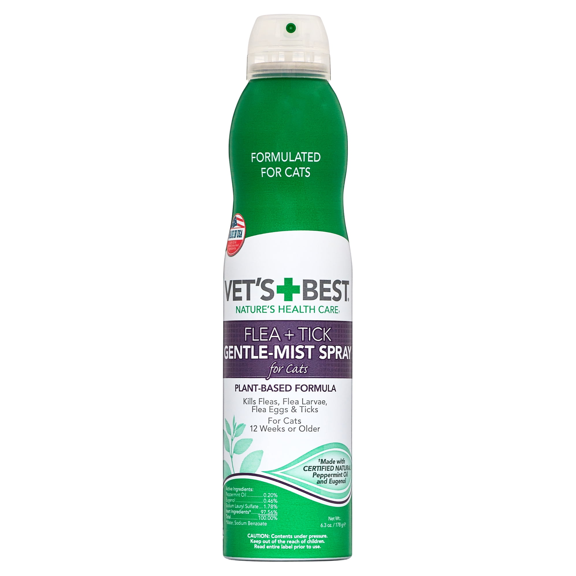 Vet's Best Flea and Tick GentleMist Spray for Cats, Flea Killer with