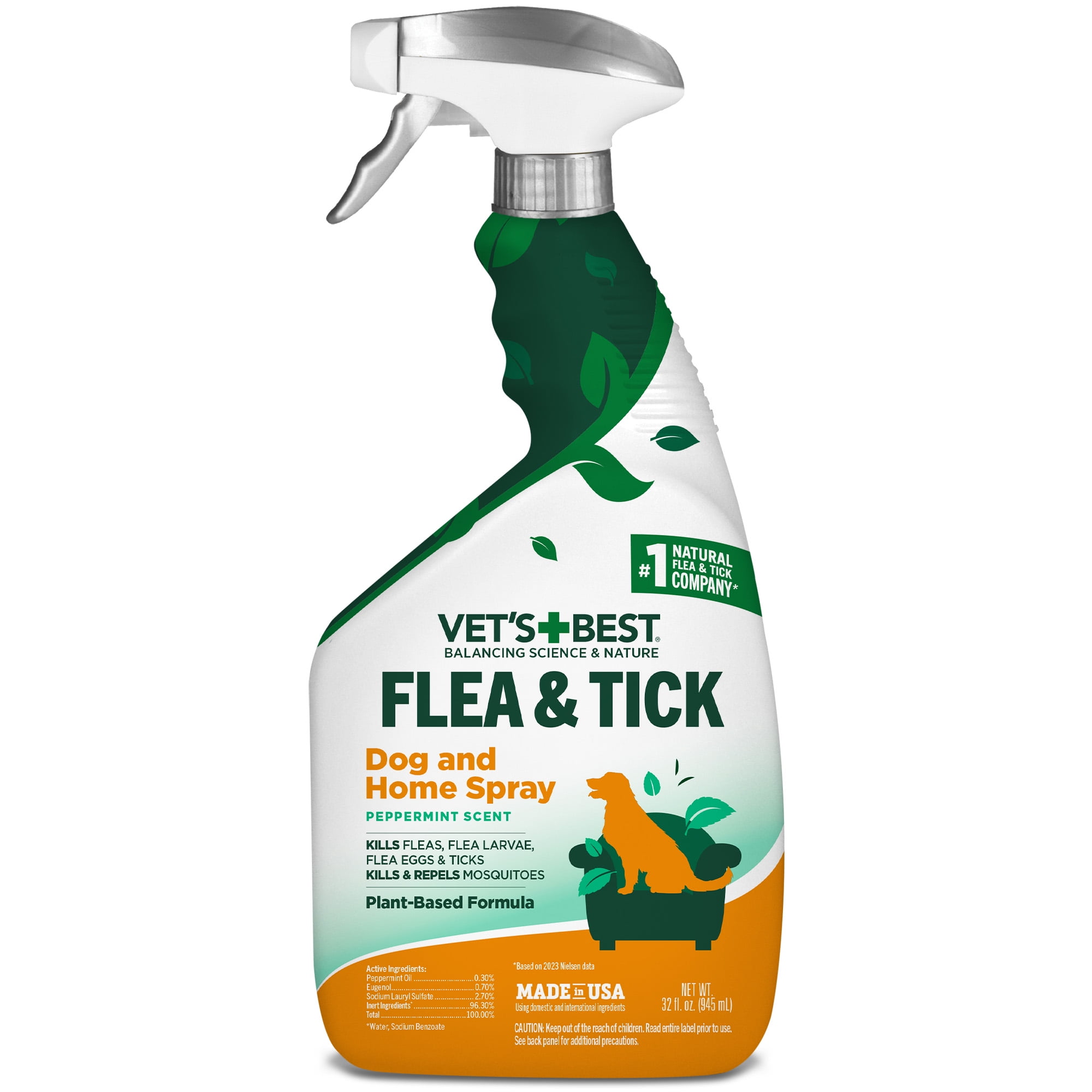 Vet's Best Flea and Tick Home Spray for Dogs - Peppermint Scent - 32oz.