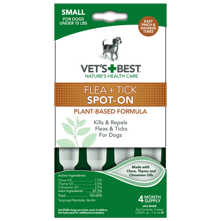 Vet's Best Flea and Tick Spot-on Drops Topical Treatment for Dogs, Made