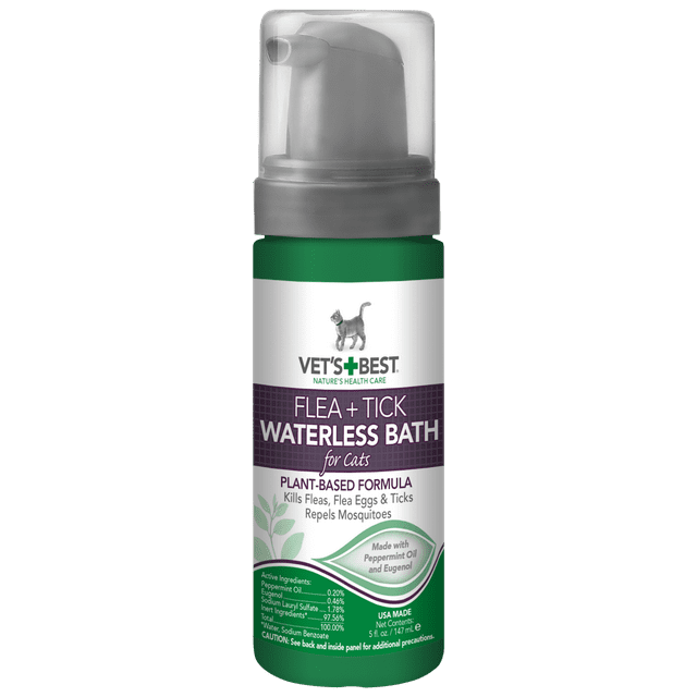 Vet's Best Flea and Tick Waterless Bath Foam for Cats, Flea Treatment