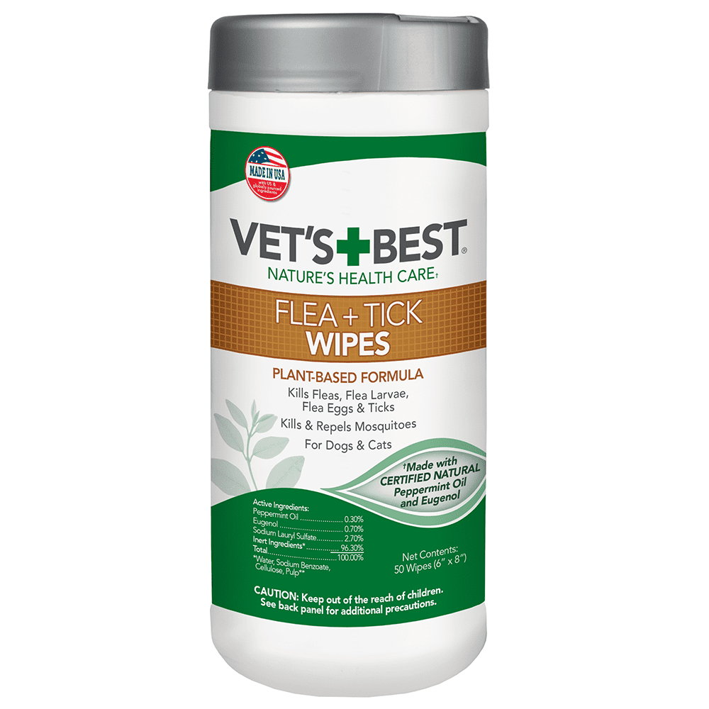 Vet's Best Flea and Tick Wipes for Dogs and Cats - 50 Wipes - 12.8 oz.