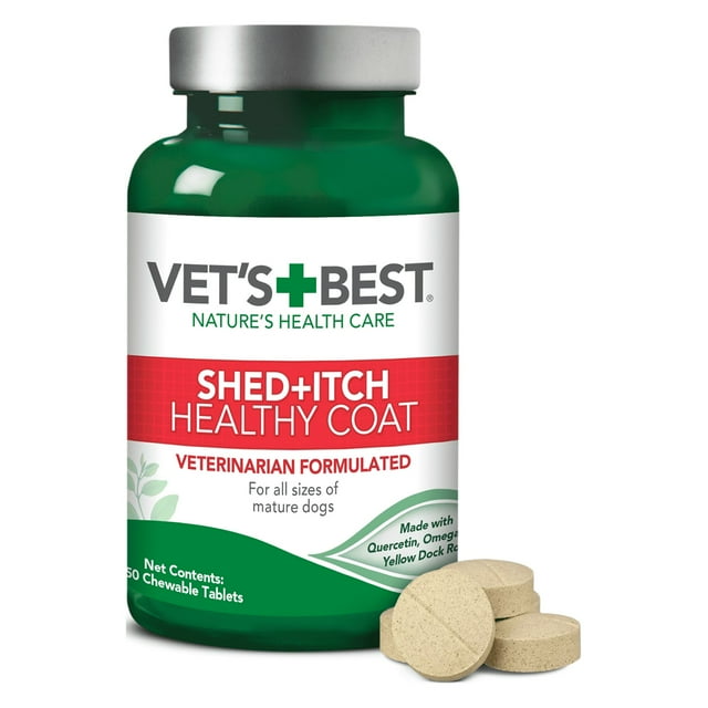 Vet's Best Healthy Coat Shed & Itch Relief Dog Supplements, 50 Chewable