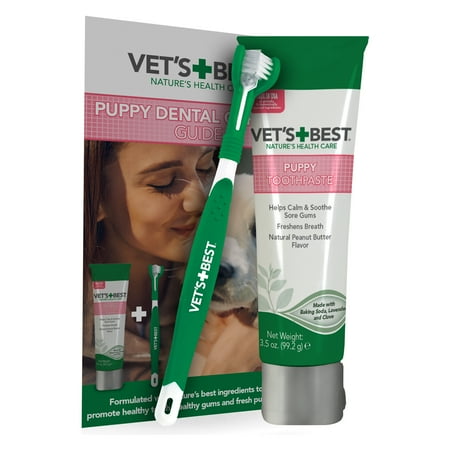 Vet’s Best Puppy Dental Kit – Multicolor Toothbrush & Toothpaste for Puppies – 3.5 oz.