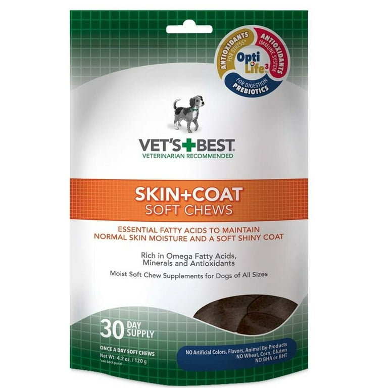 Vet s Best Soft Chew Skin and Coat Supplements for Dogs 4.2oz. 30 Count Walmart