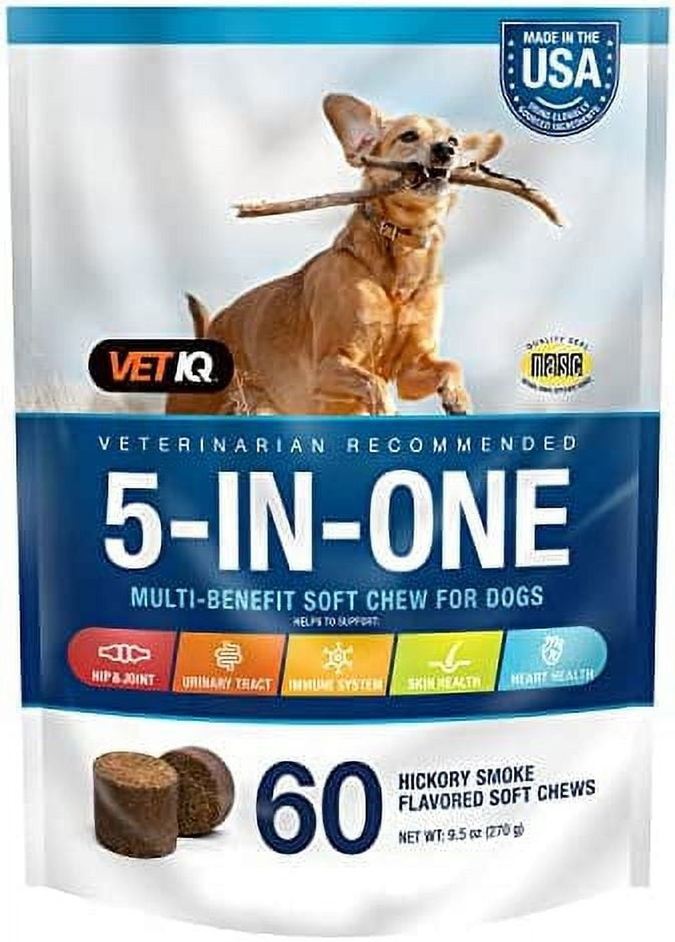 VetIQ 5-in-One Supplement for Dogs, Supports Hip & Joint, Urinary Tract, Immune System, Skin Health and Heart Health, Soft Chews, 60 Count