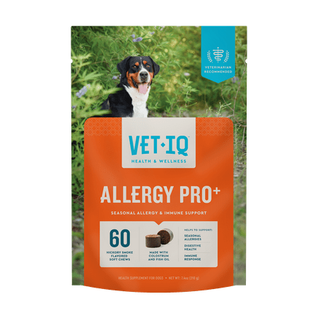 VetIQ Allergy Pro+ Soft Chews for Dogs Allergy Relief & Immune Support, Hickory Smoke Flavor, 60 Count