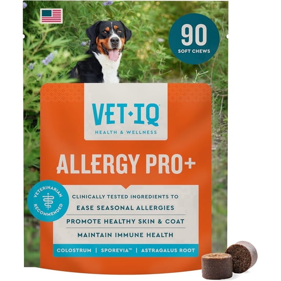 VetIQ Allergy Pro+ Soft Chews for Dogs, Hickory Smoke Flavored Soft Chews, 90 Count