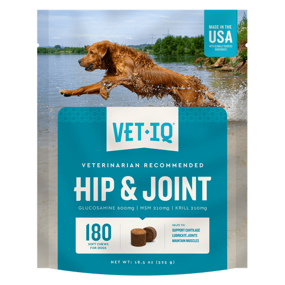 VETIQ Hip & Joint Supplement for Dogs, Chicken Flavored Soft Chews, 22.2 oz, 180 Count