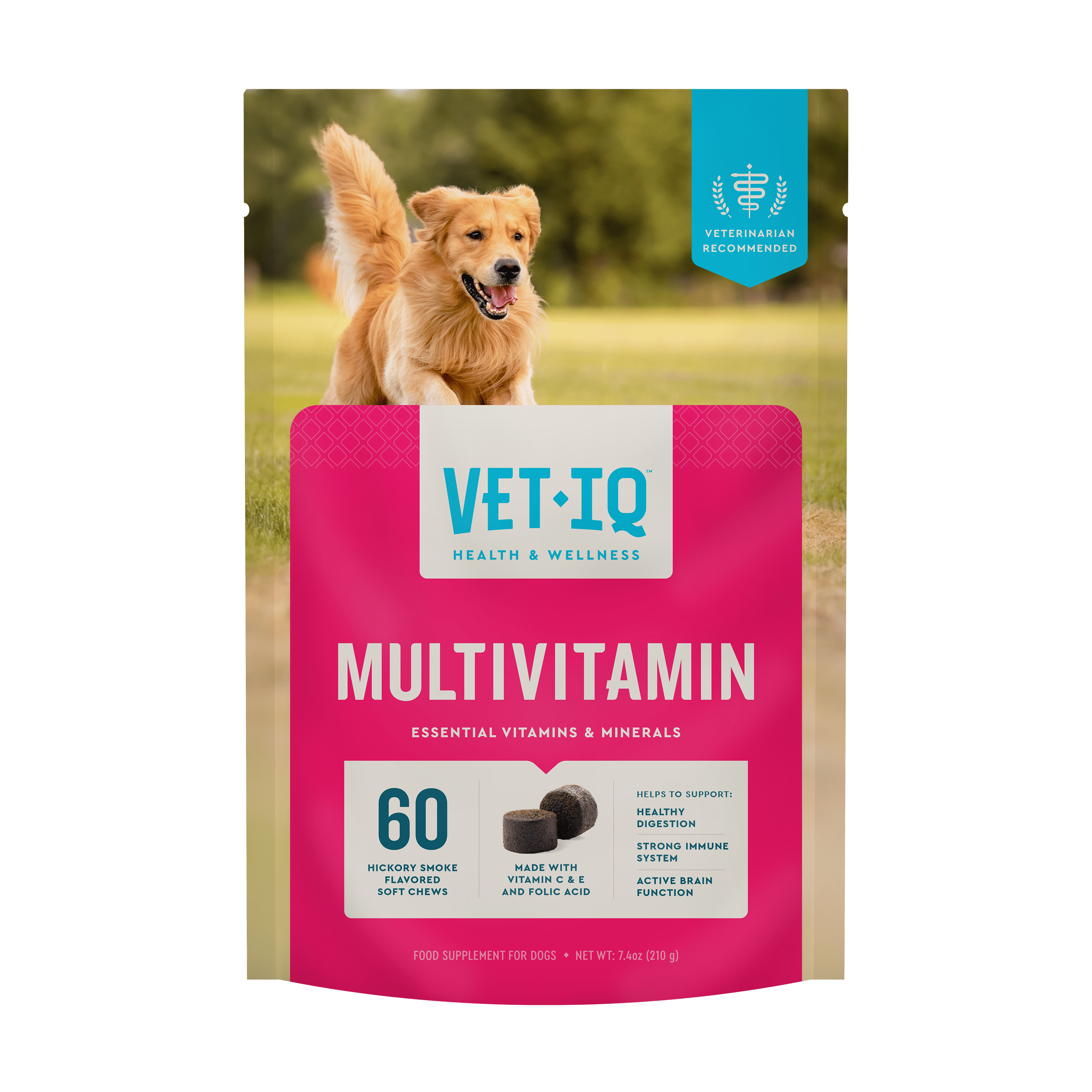 VetIQ Multi Vitamin Supplement for Dogs, Hickory Smoke Flavored Soft Chews, 7.4 oz, 60 Count