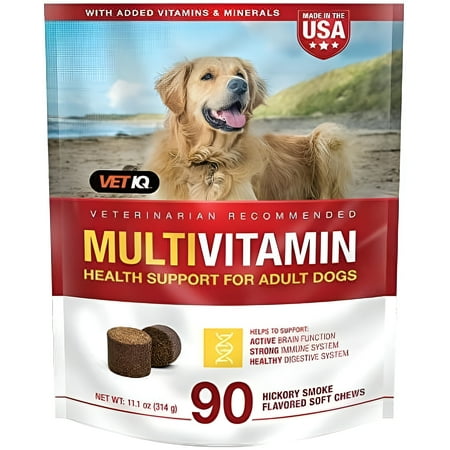 VetIQ Multivitamin Supplement for Dogs, Health Support Supplement Soft Chews, 90 Count