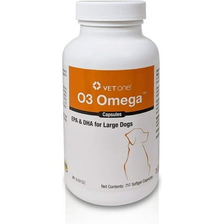VetOne O3 Omega Soft Gel Capsules [EPA & DHA] for Large Dogs (250 count)