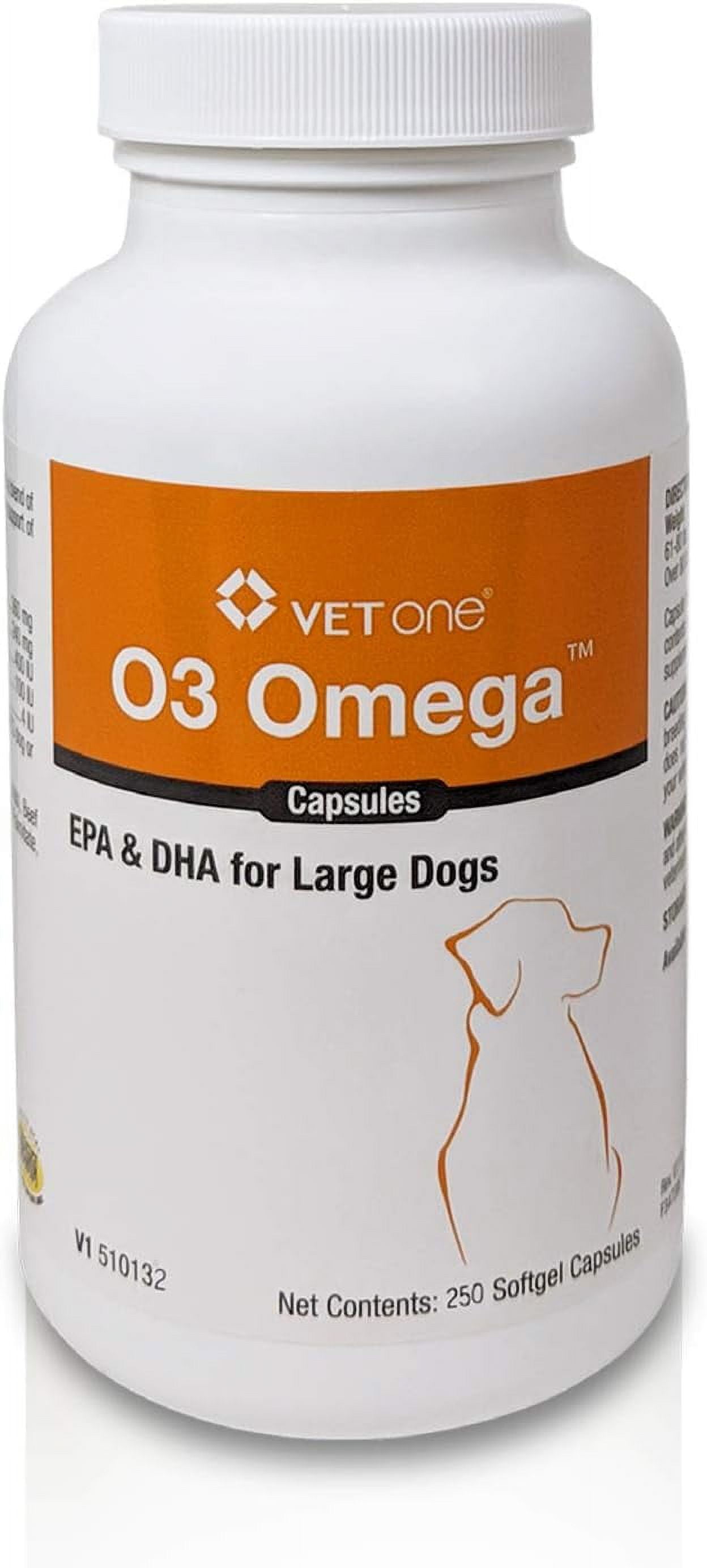 VetOne O3 Omega Soft Gel Capsules [EPA & DHA] for Large Dogs (250 count ...